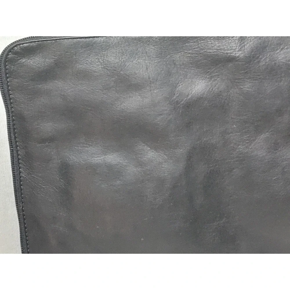 Leather London Co Black Leather Portfolio Document Pouch Travel Organizer‎ Zip